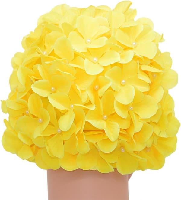 1 st gul retro badmössa för kvinnor blommig mönster, simning
