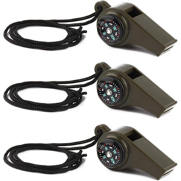 5-pack 3-i-1 nödöverlevnadsvisselpipa med kompass och termometer