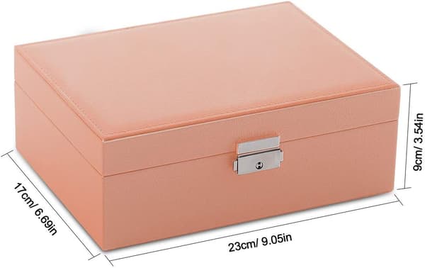 Smyckeskrin (rosa) för kvinnor, reslåsbar smyckeskrin i läder