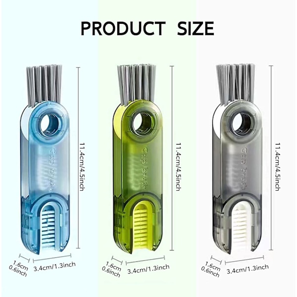 Grön, blå, grå - 3-pack 3 i 1 kopplock rengöringsborste, multi-