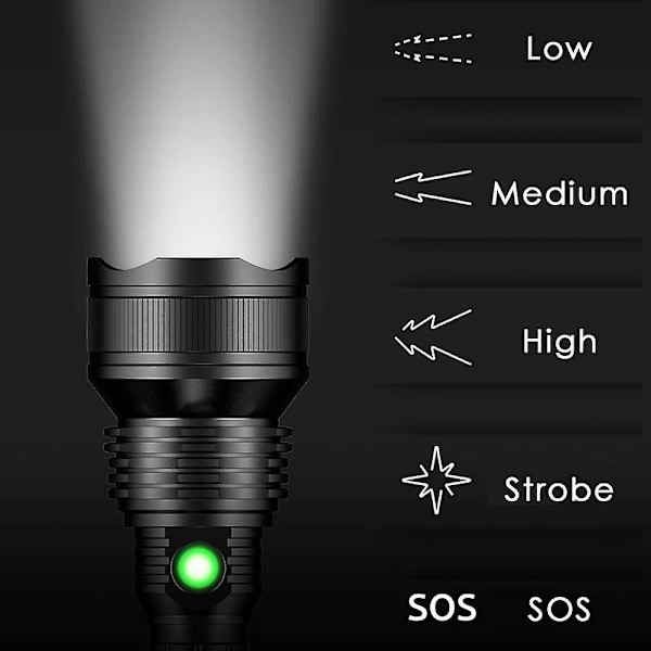 Kraftig LED-lommelygte, vandtæt, superlys USB-genopladelig