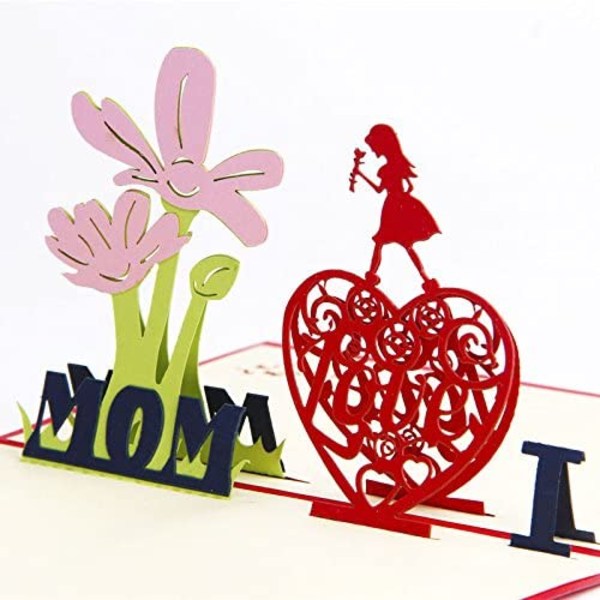 Äitienpäiväkortti, syntymäpäiväkortti äidille, 3D-popup-onnittelukortti