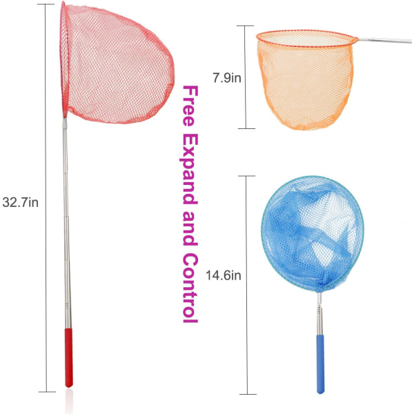 6-delt teleskopisk landingsnet teleskopisk sommerfuglenet til børn