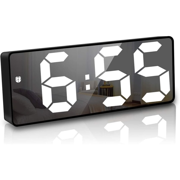 6,7\" LED Digital Spegelklocka Sängbord Väckarklocka Morgon, V