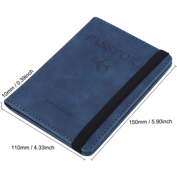 Blå-passplånbok, organizer Passhållare Bärbar