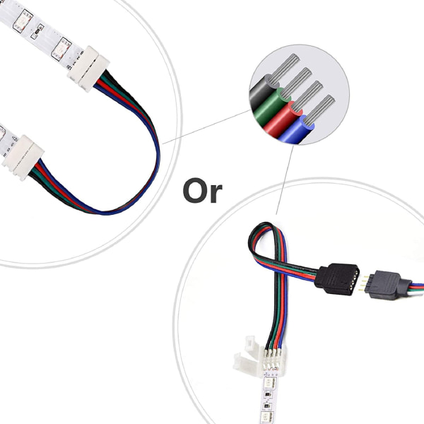 LED-kontakt, inkludert 14 L-formede kontakter, 4 LED-stripeforlengere