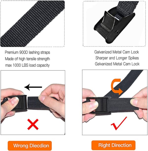 Premium Lashing Strap Kort 25mm*2m 2st, Kamspänne Fästband