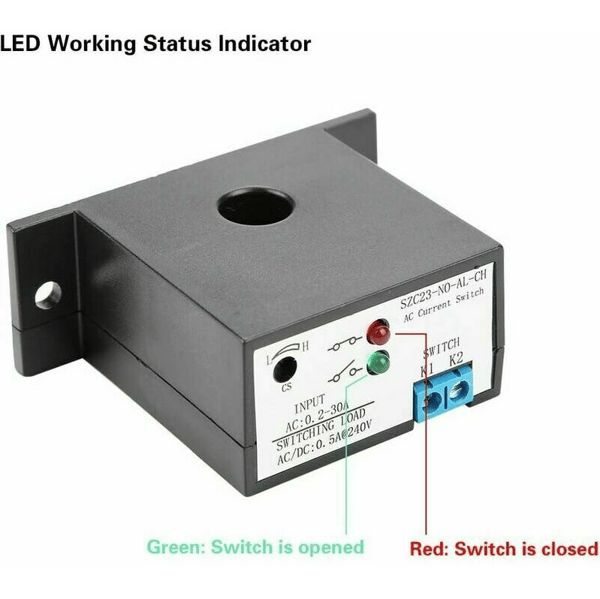 Justerbar Strømsensor Switch, Normalt Åben Strømsensor Switch 0,2-30A SZC23 NO AL CH