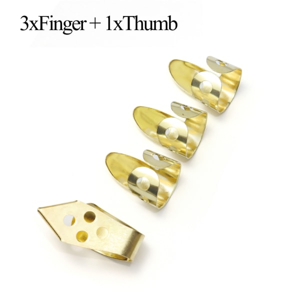 3 pekefinger + 1 tommelfingerpakke - metall/gull - justerbar