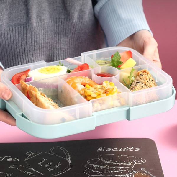 (Pink) Madkasse til børn, Bento Boxes madopbevaringsbeholder med 6