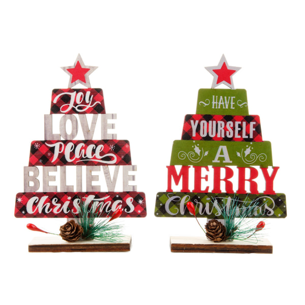 2 kpl koristeita de Noël Noël en bois petit arbre aakkoset