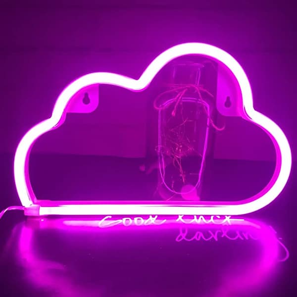 Rosa Neon LED Moln Skylt Ljus Dekor, Väggdekor För Chris