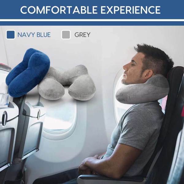 Keskiharmaa - Ilmatäytettävä Matkapyyhe Airplane Cushion Travel P