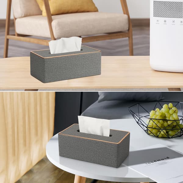 Läder Näsdukslåda, Rektangulär Näsdukslåda Näsdukslåda, B x D x H: 25 x 13,5 x 9,5 cm (Grå)