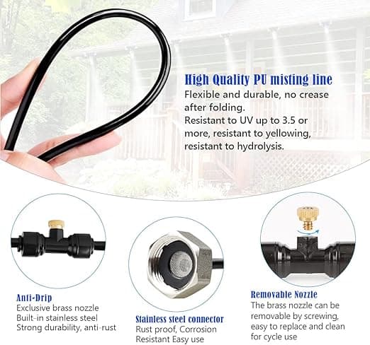 15M Misting System, Patio Misting Cooling System, Udendørs Misting