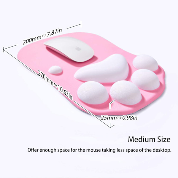 Pink og hvid - musemåtte med håndledsstøtte, ergonomisk musemåtte,