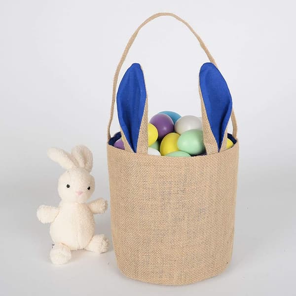 Egg Basket Holiday Rabbit Bunny Printed Canvas Gift Carry Eggs C