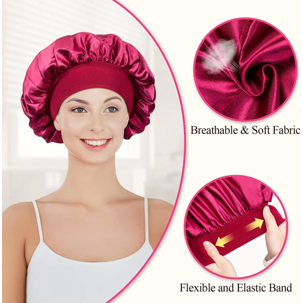 2 stk Satin Bonnet Silke Bonnet for krøllete hår, Hårbonnet Silke H