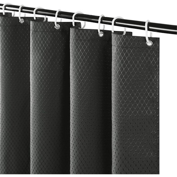 （80x180cm）Mørkegrå Waffle-stof Bruseforhæng Anti-skimmel og Vaskbart Tykt Vandtæt Polyester B