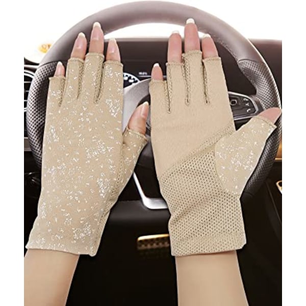 2 paria naisten Sunblock Fingerless Gloves Liukumattomat kesähanskat