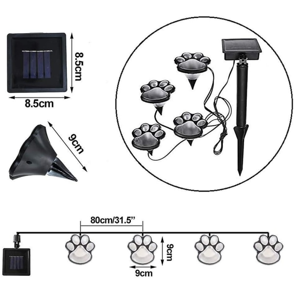 Solar Paw Print Lights, Solar Lights Outdoor Dog Paw Lights, cat