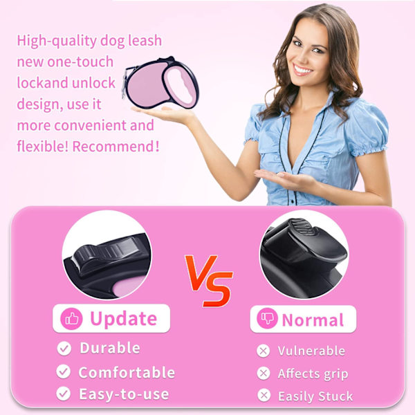 Hunde line, 5M/16FT udtrækkelig hundeline 360° Tangle-Free Smooth&Du