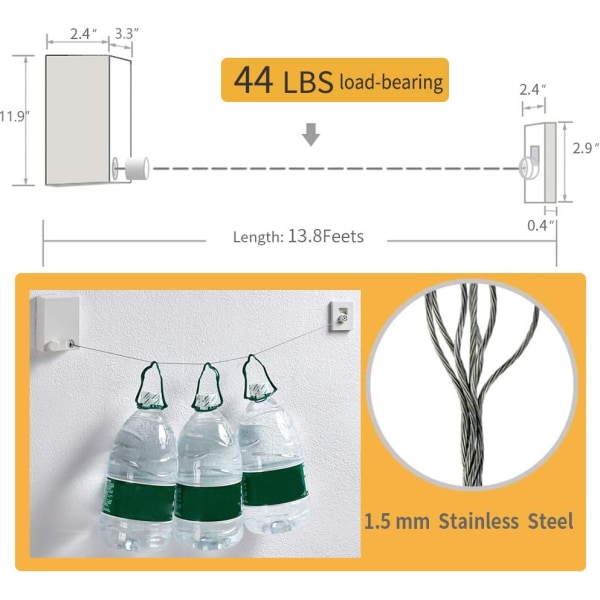 1 Hvid Retractible Tøjvask ABS-kasse + Aluminium Tørretumbler med Adj