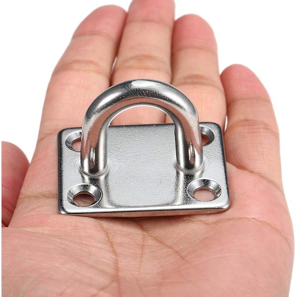M5 Heavy Duty Pad Øjeplade, 304 Rustfrit Stål Aflang Øjeplade Plade, Klips Ring Krog Spænde U-formet (4stk, 5mm)
