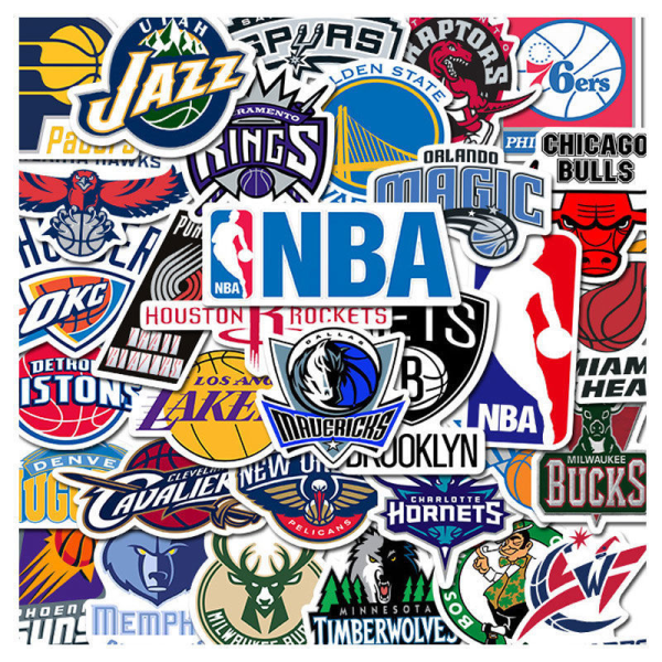 Sæt med 32 NBA Basketball Association Basketball-klistermærker. Lakers 92b4  | Fyndiq