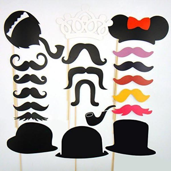 58 x Pappersfotobås rekvisita Mustasch Mask Båge Läppar Hatt Fotobås Maskeradkläder för Bröllop Födelsedagsfest Jul Halloween Nyår och Andra Olika Tillfällen