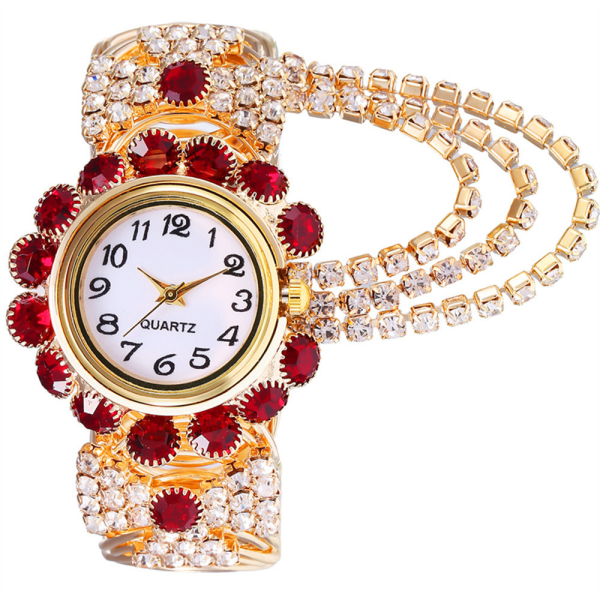 Quartz watch women with diamonds fashionable alloy bracelet