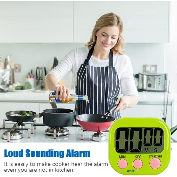 Magnetisk køkkentimer med stort LCD-display, timere til madlavning
