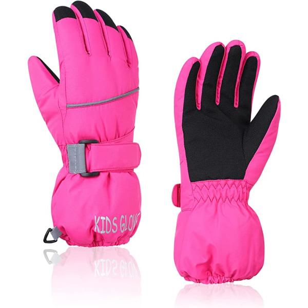 Rose children's waterproof winter gloves, warm snow gloves,