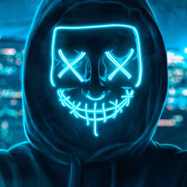 Blå - LED-mask | Nightmare Blue | Premiumkvalitet | Hårdplast