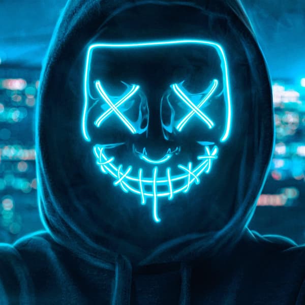 Blå - LED-maske | Nightmare Blue | Premium kvalitet | Hardplast