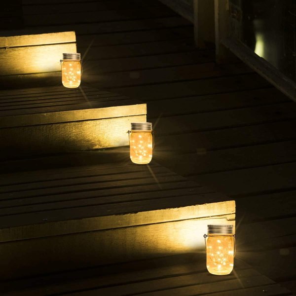 Hængende Solar Mason Jar Lights, 1 Pakke 30 Led String Fairy Light