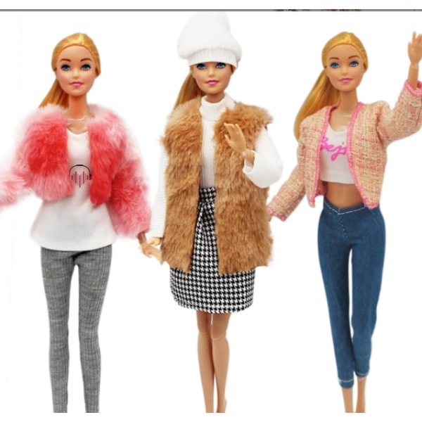 10 stykker 30cm Barbie dukketøj sweater frakke hattedragt