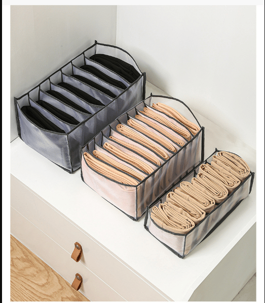 (Grå) 2-pak Foldbar Stofarrangør med 7 Rum til Je
