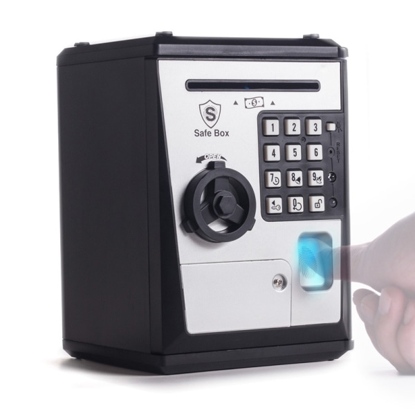 Leksaksspargris kassaskåp Fingeravtryck Bankomat Bank Bankautomat Pengar C