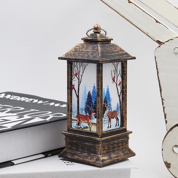 Julelykt Lysestake Lampe Nattlys, bronse hjort