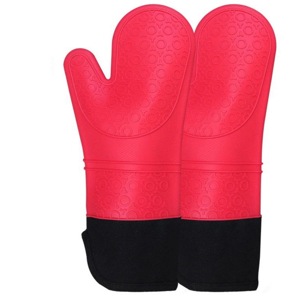 Red-Professional Oven Gloves, Silicone Oven Gloves, 1 Pair Heat