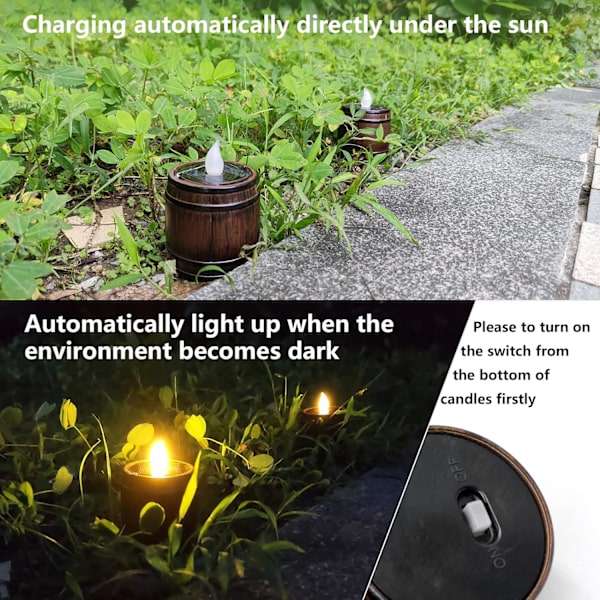 6-pack LED solcellslampor utomhus tunnaformade lampor, vattentäta
