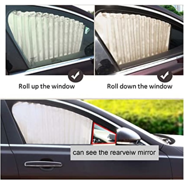 Auton sivuikkunoiden aurinkovarjot (2kpl, hopea), magneettiset auton verhot