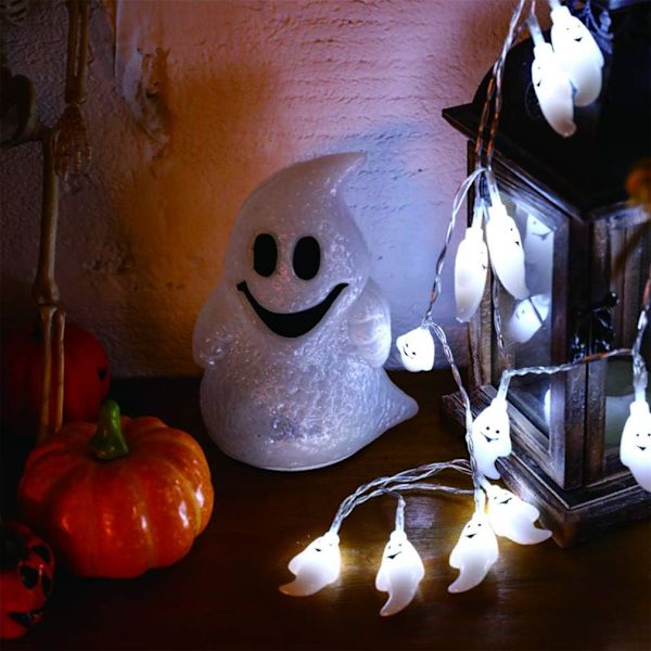 Halloween-dekorasjonslys, 3 moduser 2-PAKKE 3M 20 LED vanntette utendørs dekorative spøkelsesfe-lys for uteplass, hage, port, gård, Halloween-juledekorasjon