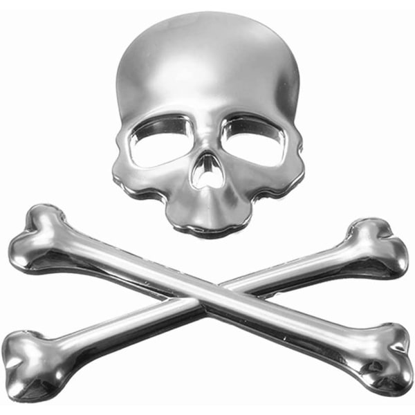 2 stk. (9*8,5 cm) 3D Metal Personlighed Skull Skelet Død Bil Moto