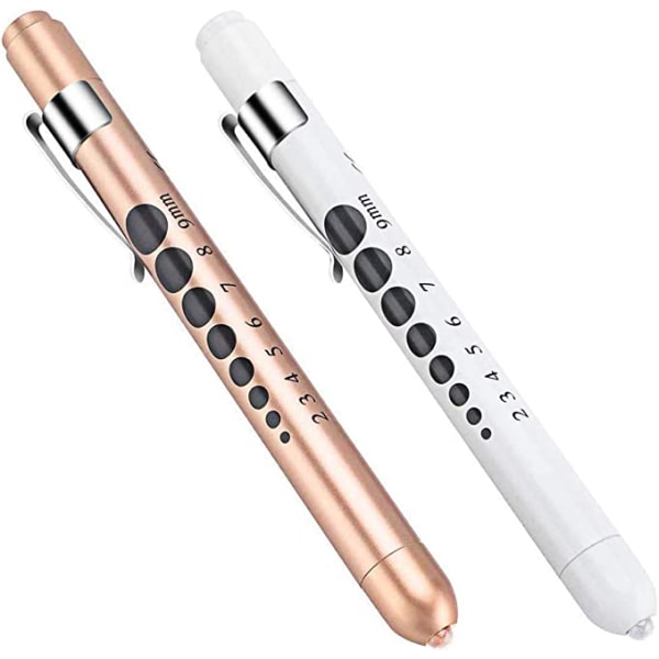 2 stycken ficklampa för medicinsk diagnostisk penna (roséguld+vit),