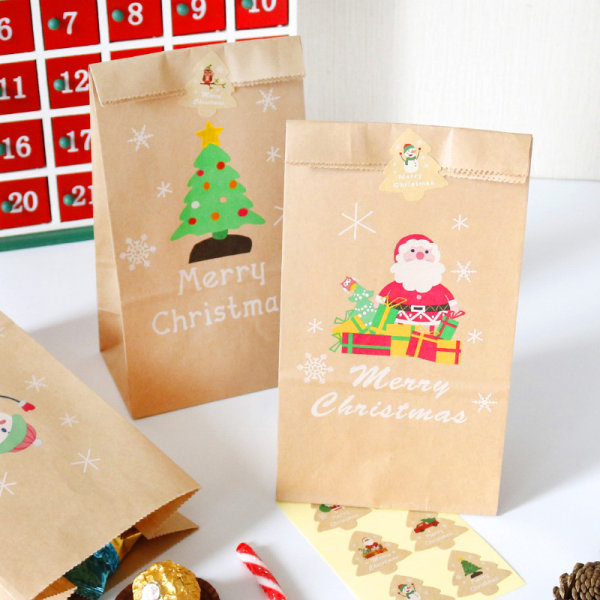 6 stk papir kraftpose cadeau Noël joyeux Noël sac en papier