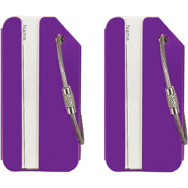 2-pak (lilla) kuffertmærker i aluminium med ID-kort, Brightly Co