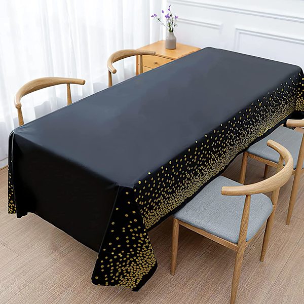 Sort dug med sort og guld, 137*274cm dug, rektangulær dug,