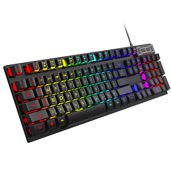 Trådbunden speltangentbord, LED-bakgrundsbelyst trådbunden mekanisk speltangentbord, multimediatangenter, USB-membrantangentbord - Spill Proof 104 standardtangenter för Windows stationär PC bärbar dator